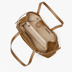 Interior view of Suede Leather Baguette Shoulder Bag showcasing spacious compartments and sleek design.