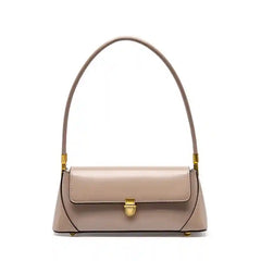European Retro Shoulder Bag in light beige leather with a vintage-inspired design, featuring a stylish flap and elegant curved handle.