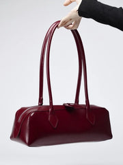 Classic Leather Baguette Shoulder Bag