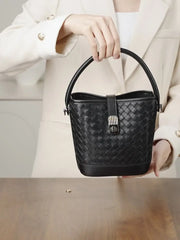 Woven Lambskin Bucket Bag