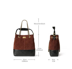 Suede Chain Bucket Bag