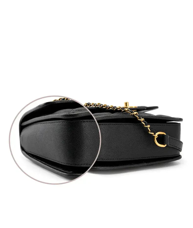 Classic Quilted Leather Top-Handle Bag, genuine leather, side view, chain strap