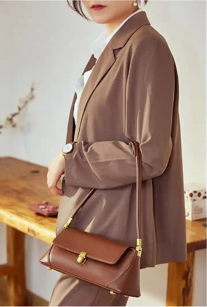 European Retro Shoulder Bag worn as a crossbody, showcasing a stylish, elegant design with a modern aesthetic.