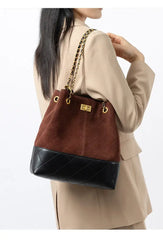 Suede Chain Bucket Bag