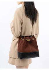 Suede Chain Bucket Bag