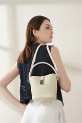 Woven Lambskin Bucket Bag
