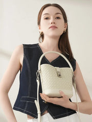 Woven Lambskin Bucket Bag