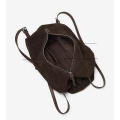 Interior view of the Suede Leather Pillow Hobo Bag showing spacious compartments and zipper closure.