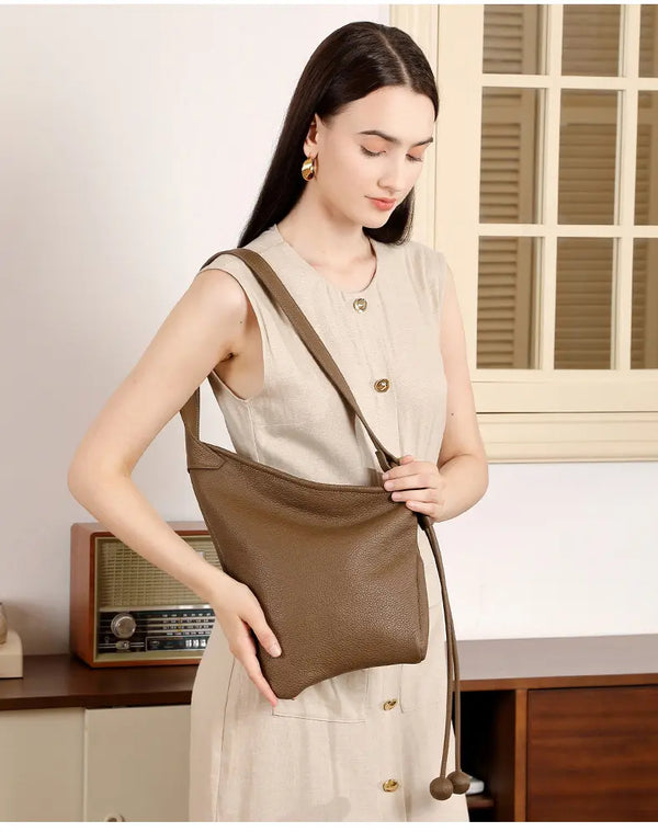 Asymmetric Slouchy Leather Hobo