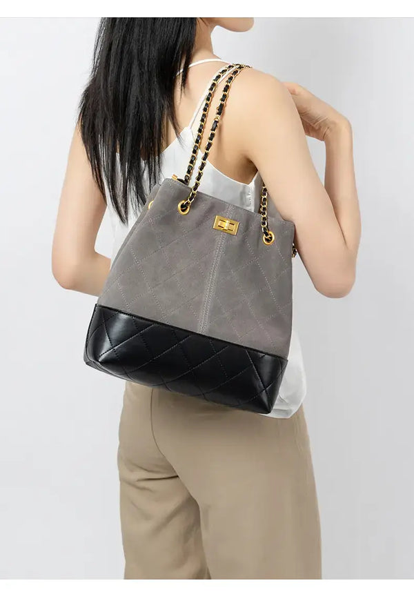 Suede Chain Bucket Bag