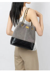 Suede Chain Bucket Bag