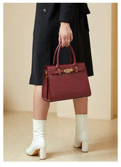 Croc-Embossed Leather Top-Handle Tote