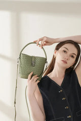 Woven Lambskin Bucket Bag