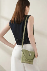 Woven Lambskin Bucket Bag
