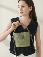 Woven Lambskin Bucket Bag