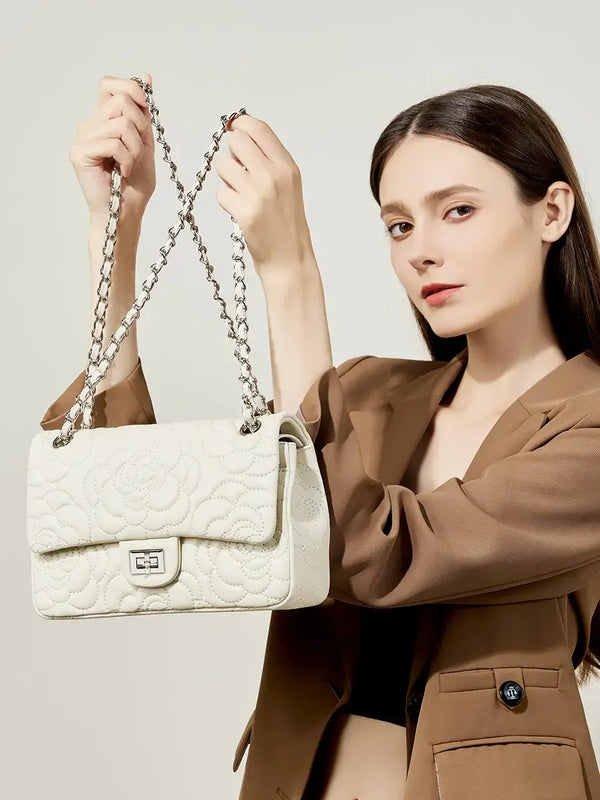 Camellia Quilted Lambskin Chain Bag