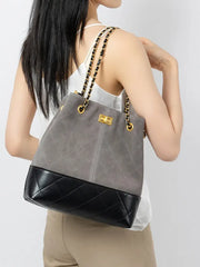 Suede Chain Bucket Bag