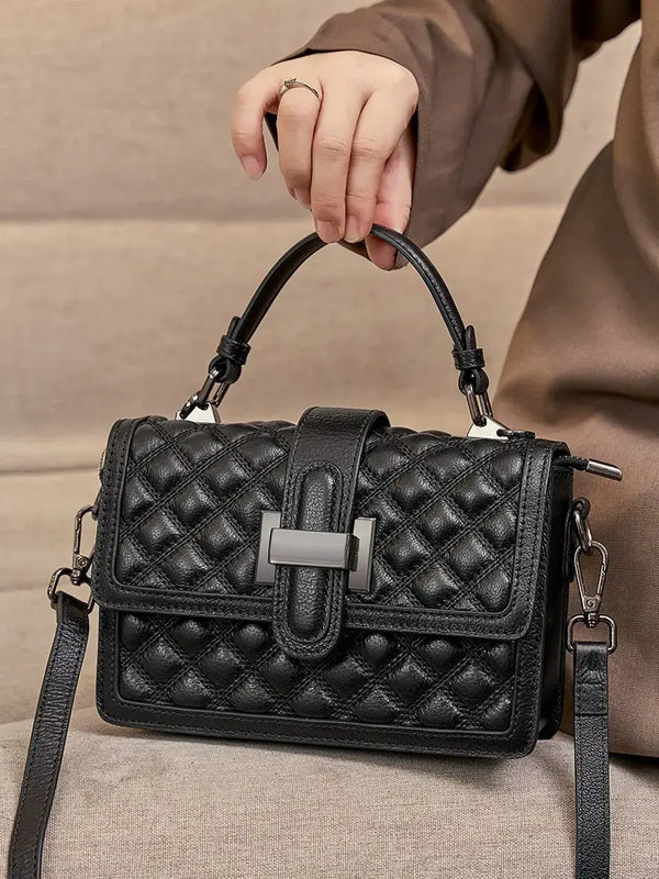 Quilted Leather Box Satchel