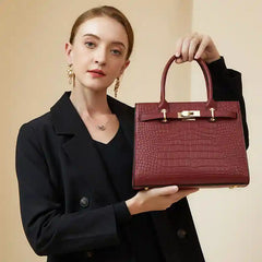 Croc-Embossed Leather Top-Handle Tote