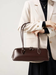Classic Leather Baguette Shoulder Bag