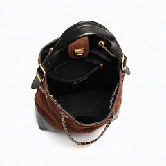 Suede Chain Bucket Bag