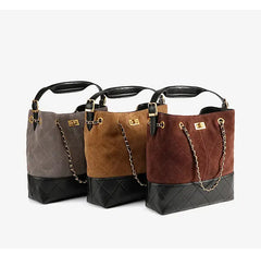 Suede Chain Bucket Bag