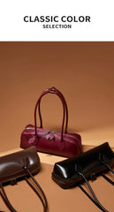Classic Leather Baguette Shoulder Bag