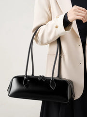 Classic Leather Baguette Shoulder Bag