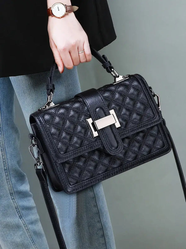 Quilted Leather Box Satchel