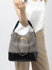 Suede Chain Bucket Bag