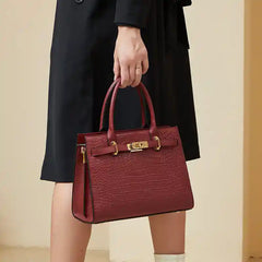 Croc-Embossed Leather Top-Handle Tote