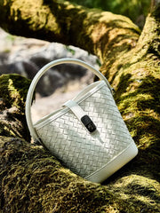 Woven Lambskin Bucket Bag