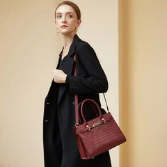 Croc-Embossed Leather Top-Handle Tote