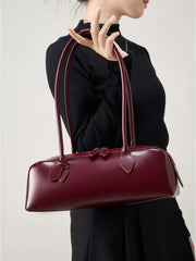 Classic Leather Baguette Shoulder Bag