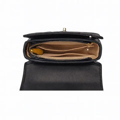 Classic Quilted Leather Top-Handle Bag, genuine leather, zip closure, interior view