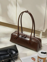 Classic Leather Baguette Shoulder Bag