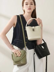 Woven Lambskin Bucket Bag