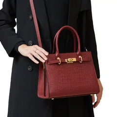 Croc-Embossed Leather Top-Handle Tote