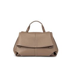 Premium Leather Crossbody Bag in khaki color, soft top-grain leather with flap closure, perfect for everyday use.