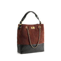 Suede Chain Bucket Bag