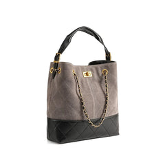 Suede Chain Bucket Bag
