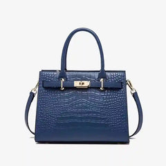Croc-Embossed Leather Top-Handle Tote