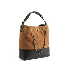 Suede Chain Bucket Bag