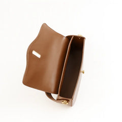 Turn-Lock Leather Baguette Bag